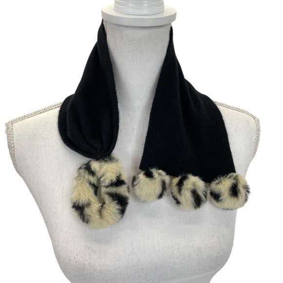 Talbots Cashmere Scarf OS Black/Cream - Picture 1 of 10